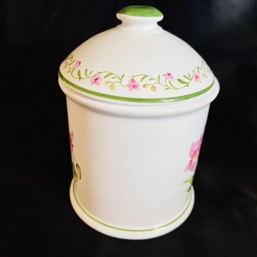 Vintage Williams Sonoma RB Bernarda Portugal Botanical Canister Jar With Lid